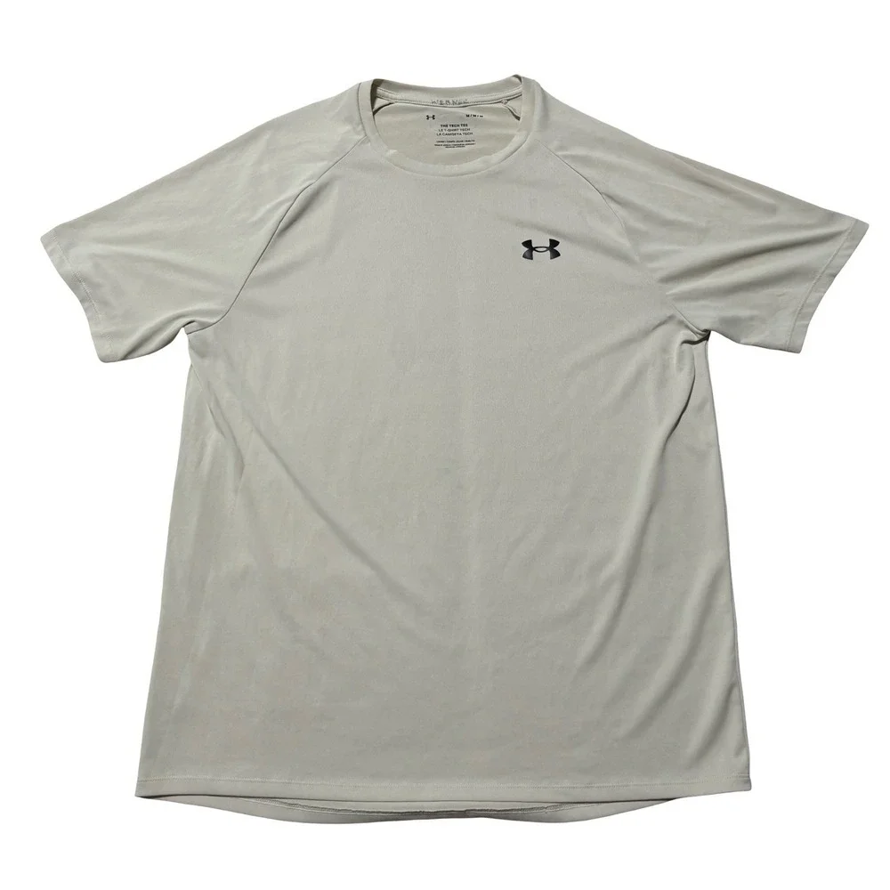 Under Armour The Tech Tee Loose‎ Fit T Shirt Beige Stained Size Medium 20 x 27